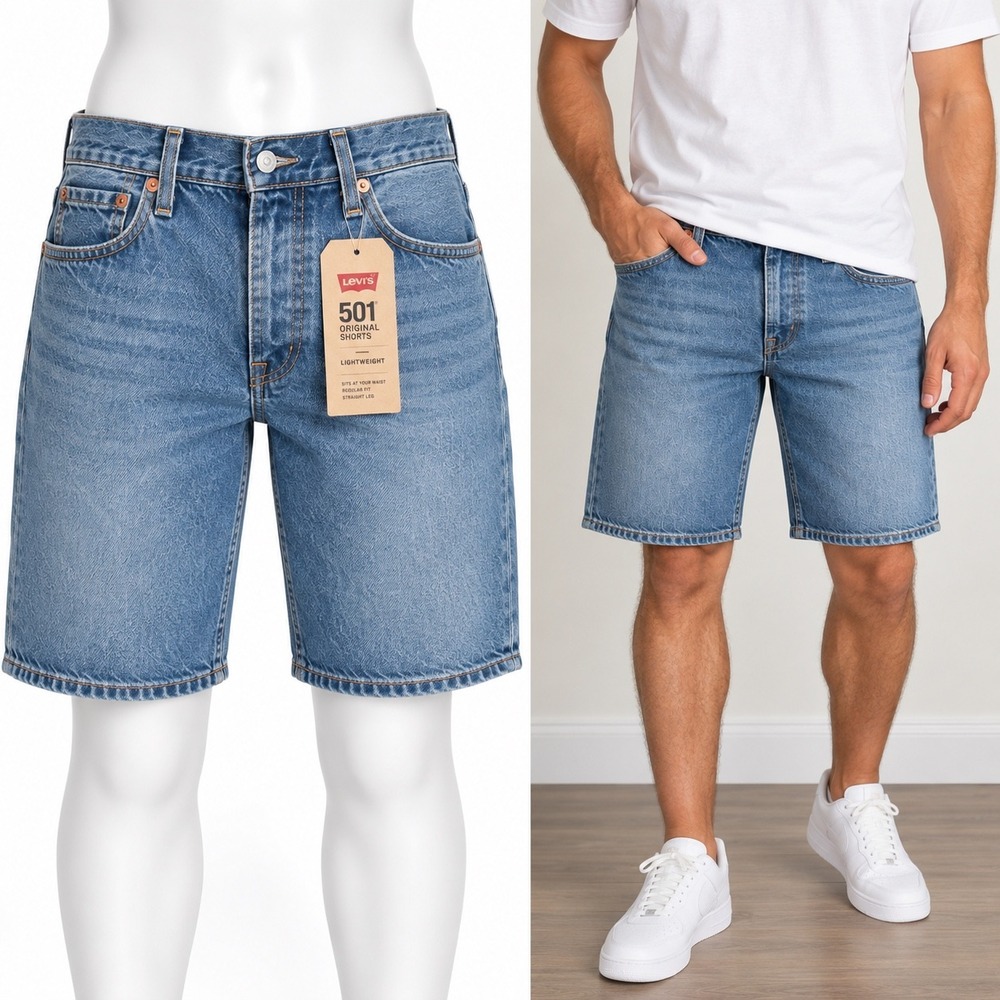 Levis 501 Original Shorts Mens 31 Blue Denim Lightweight Button Fly 9 Inseam NEW